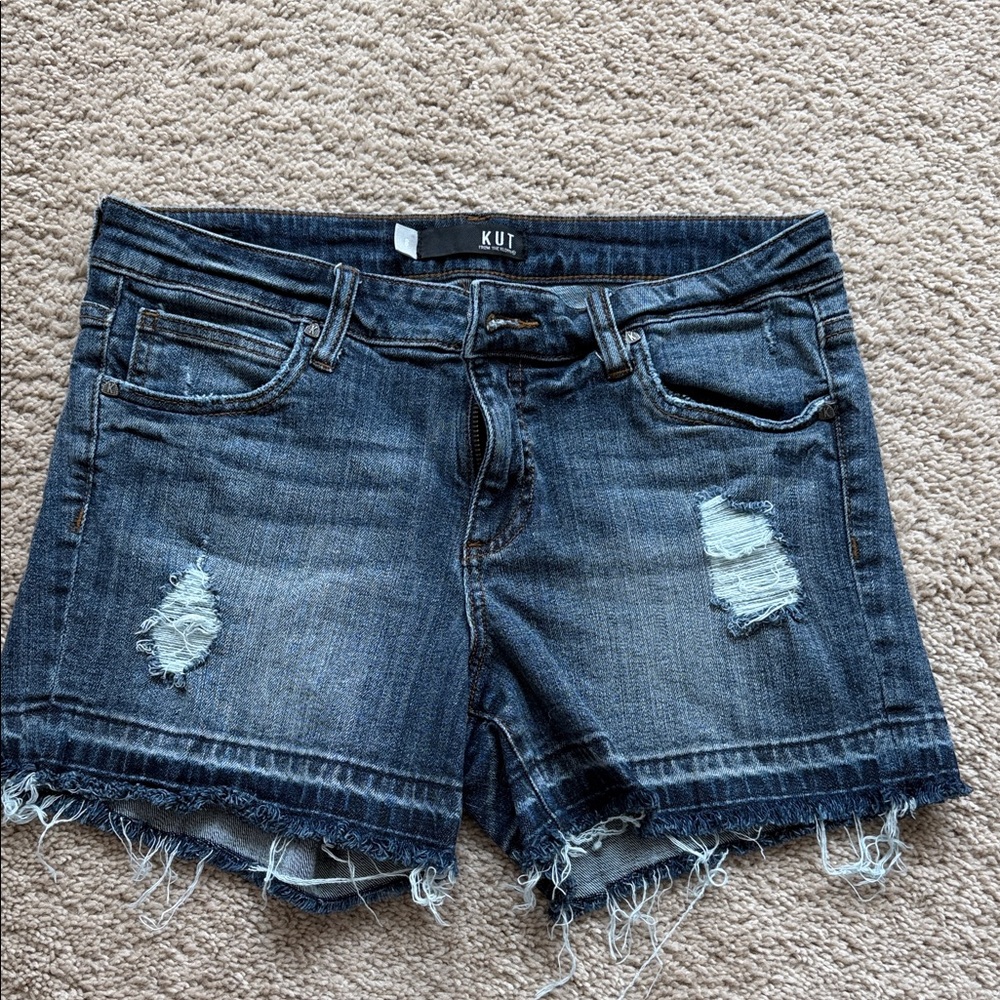 Kut from the Kloth Dark Blue Distressed Denim Cutoff Shorts